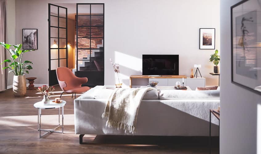 Stijlvolle moderne woonkamer studiomos